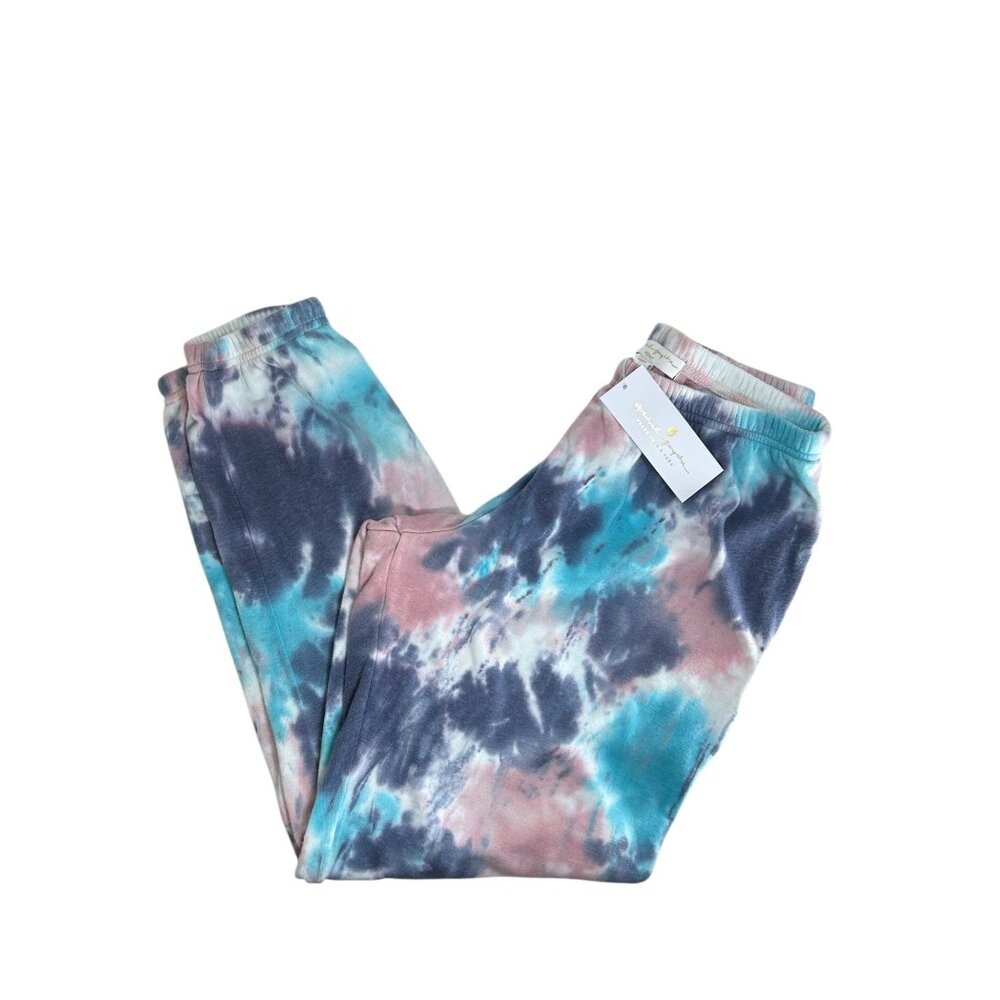 Spiritual Gangster Crop Sweatpants Sz M Multi Tie Dye Pull On Terry Sweats Y2K